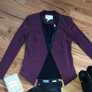 BCBGeneration Tuxedo Blazer Eggplant w Black Trim